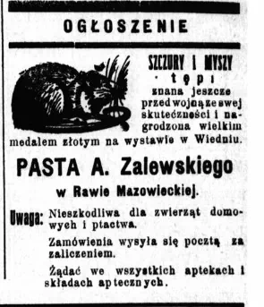 Абвестка пра атруту для шчуроў. 19 траўня 1924 года