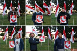 Выбары 2019: у цэнтры Гродна нагадалі пра нацыянальныя сімвалы нацыянальныя сімвалы