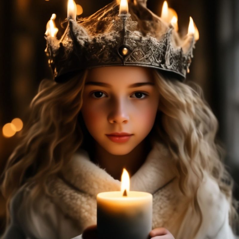 Кристкиндель в короне из свечей