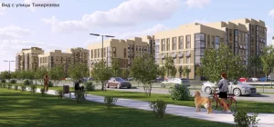 Вуліцу Астроўскага працягнуць да заапарка і забудуюць. Якія планы ў чыноўнікаў? Фота ілюстрацыйнае: від на новы раён з вул. Ціміразева. Імаверна, запланаваны шматпавярховік узвядуць у падобным стылі