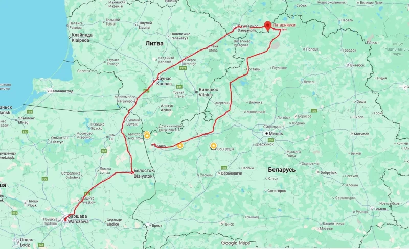 З Гродна ў Варшаву праз Латвію: вось як прыкладна будзе выглядаць паездка