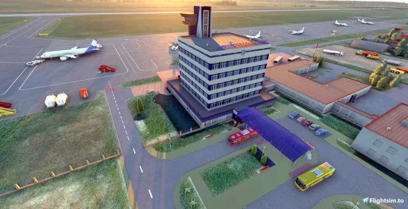 Ад лагістычнага хаба да дыскатэкі на ўзлётнай паласе. У што можна ператварыць пусты аэрапорт у Гродне (абноўлена) Мадэль гродзенскага аэрапорта ў Microsoft Flight Simulator. Крыніца: flightsim.to